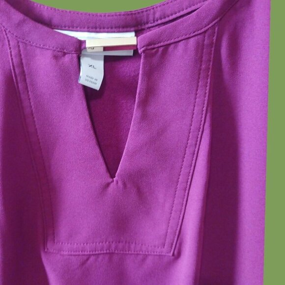 Dana Buchman Sleeveless Blouse Top Keyhole With Gold Bar Plum Wine   XLarge - Picture 4 of 9